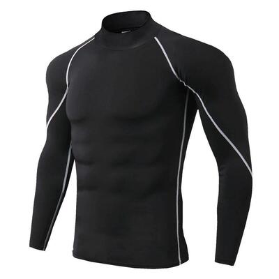 Men Sport T-shirt Quick Dry Bodybuilding Running Shirt Long
