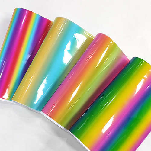 厂家直销透明印彩虹40丝TPU膜 渐变色七彩防水手袋箱包装材料薄膜