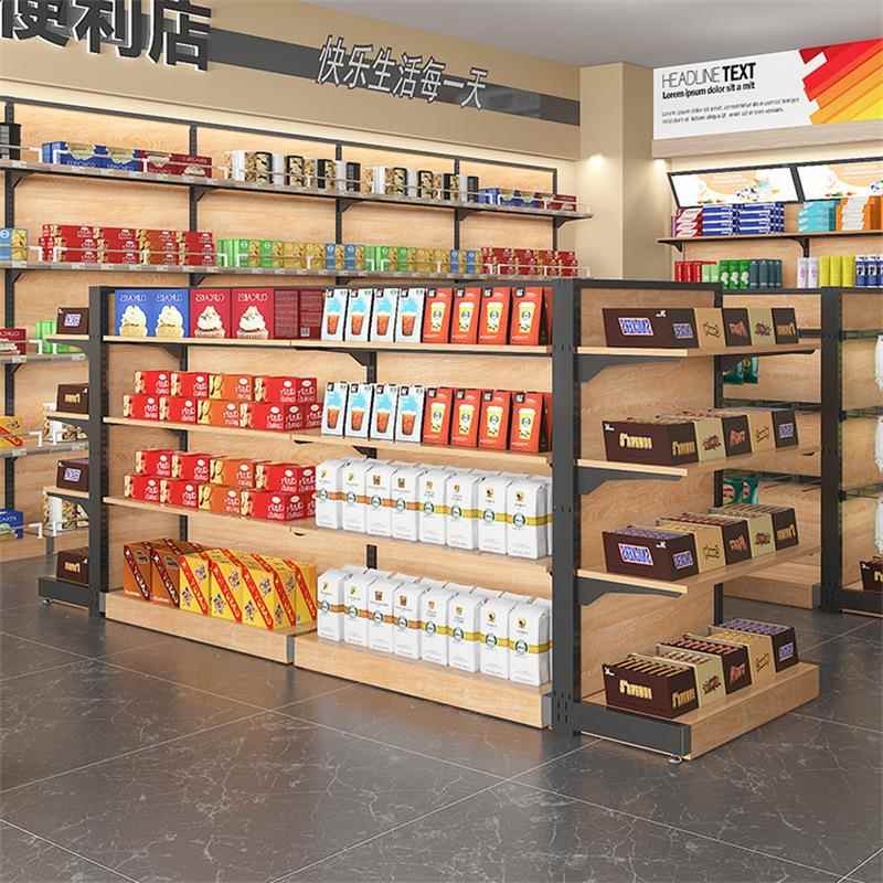 钢木超市便利店货架展示架零333食品精婴店文创文具店品饰中岛货