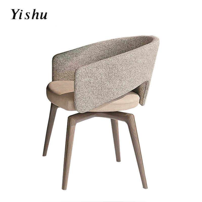 北欧后现代简约实木餐椅家用设计师真皮单人靠背凳子轻奢风餐桌椅