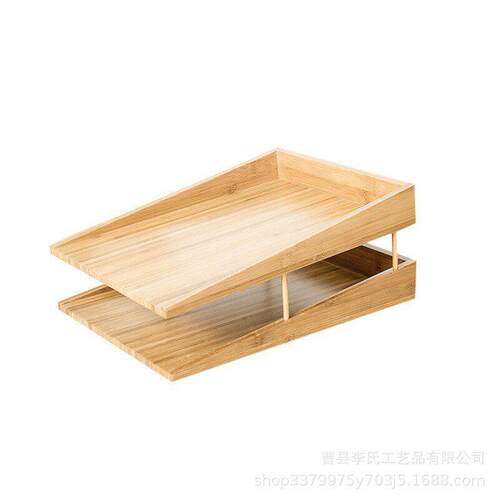 竹木多层整理文件夹收纳盒简约多功能公室桌面收纳架公桌木质