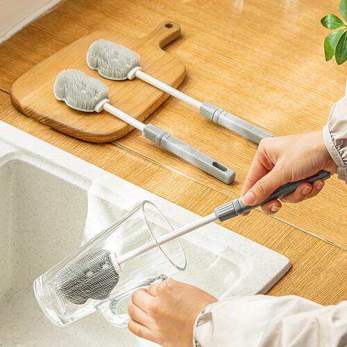 Nacuan Adjustable Handle Cup Brush, Household Baby Bottle Br