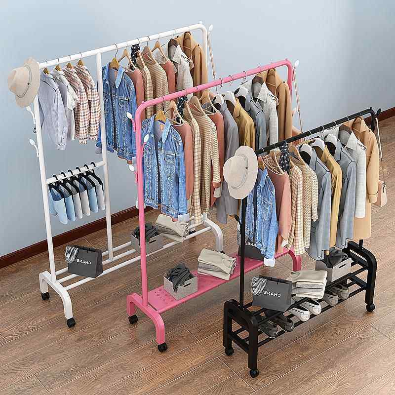 幼儿园表演区衣架儿童晾杆室内衣服架子移动服装店挂衣架落地带轮
