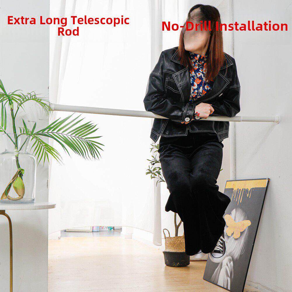 白色黑色超长烤漆伸缩杆免安装浴帘杆窗帘杆撑杆免打孔门帘3米4米