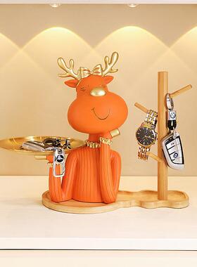 轻奢鹿托 托盘客厅鞋柜乔迁新居礼品门口入户钥匙收纳玄关桌面摆