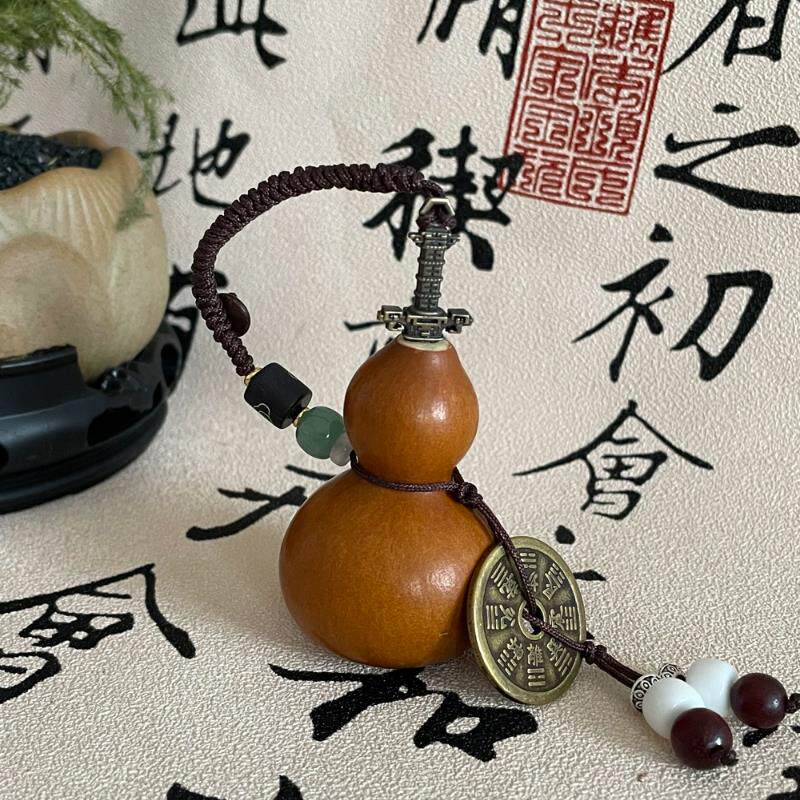 道系剑来养剑葫芦 开口手把件 葫芦天然精品文玩手捻 配饰为纯铜