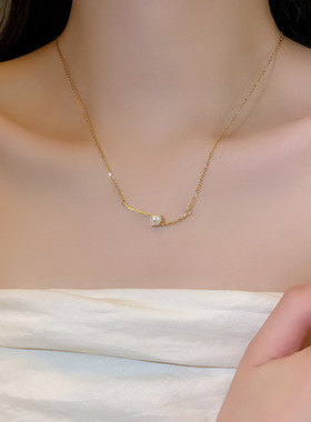 日常简约百搭银色金属爱心项链女高级感锁骨链气质颈链