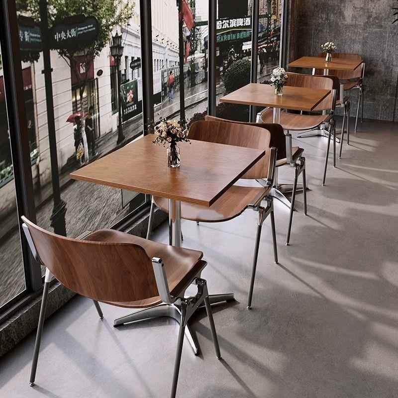 工业风不锈钢餐厅桌椅餐饮奶茶店咖啡厅桌椅商用餐厅桌子椅子套装