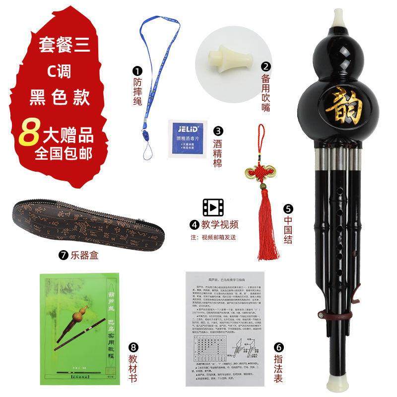 高档精制乐器儿童自学初学 特塑价葫芦丝教小孩调成人降b调c 料胶