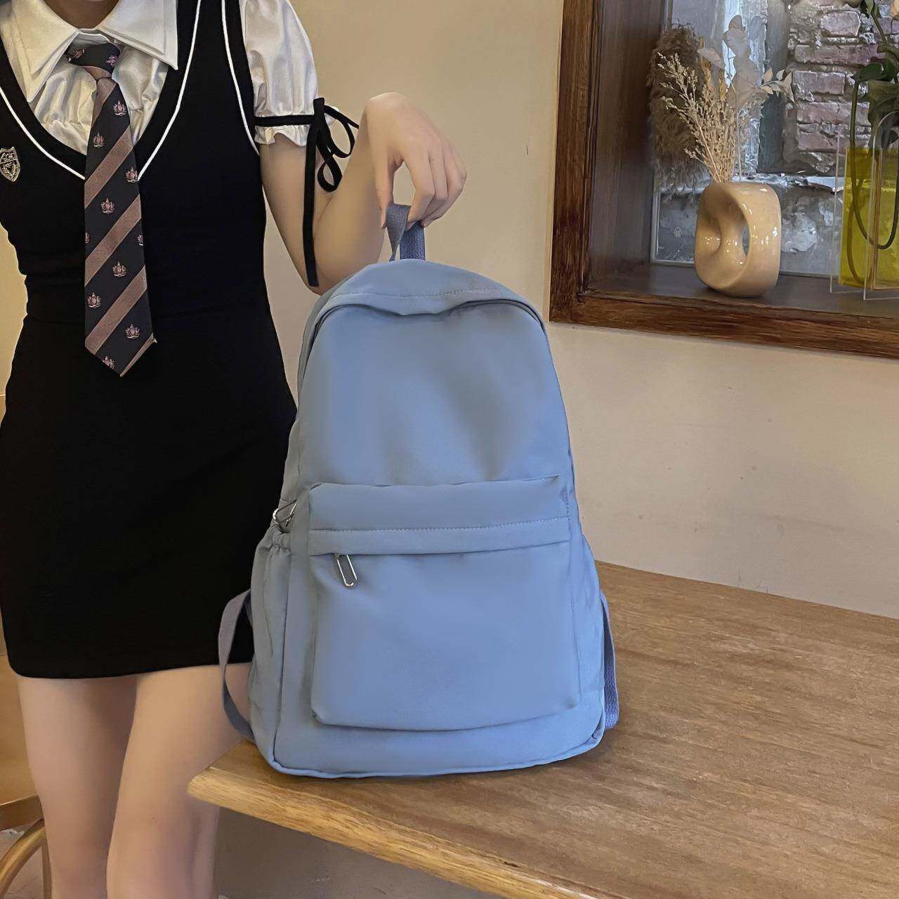 日韩森系简约书包女ins百搭小众初高中学生大容量防水双肩包背包m