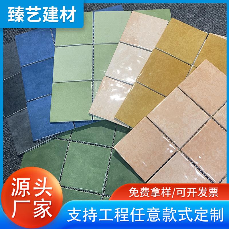 现代简约九宫格波浪纹陶瓷马赛克民宿别墅酒店连锁泳池马赛克方砖