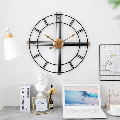 北欧挂钟现代简约客厅铁艺钟创意仿古静音金属装饰时钟wall clock
