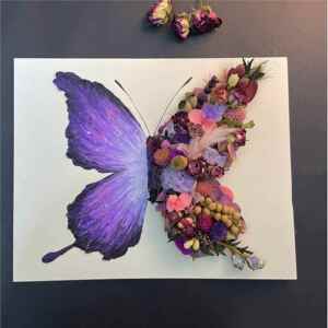 色蝴蝶花油画棒蝴蝶中空立体干紫框中相空FCV蝴蝶画