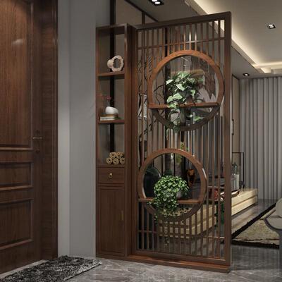 bkk中式实木屏风客厅隔断柜简约现代正对入户门玄关柜家用遮挡置