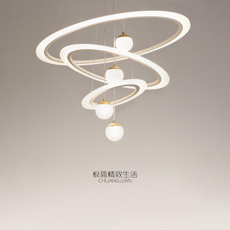 北欧简约现代复式挑空吊灯客厅中空大灯楼梯别墅大厅lED灯餐厅灯