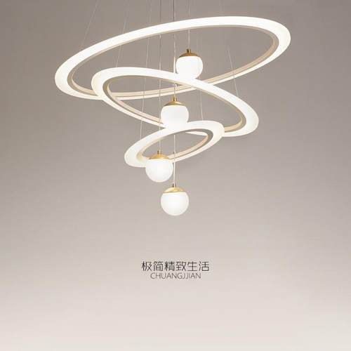 北欧简约现代复式挑空吊灯客厅中空大灯楼梯别墅大厅lED灯餐厅灯