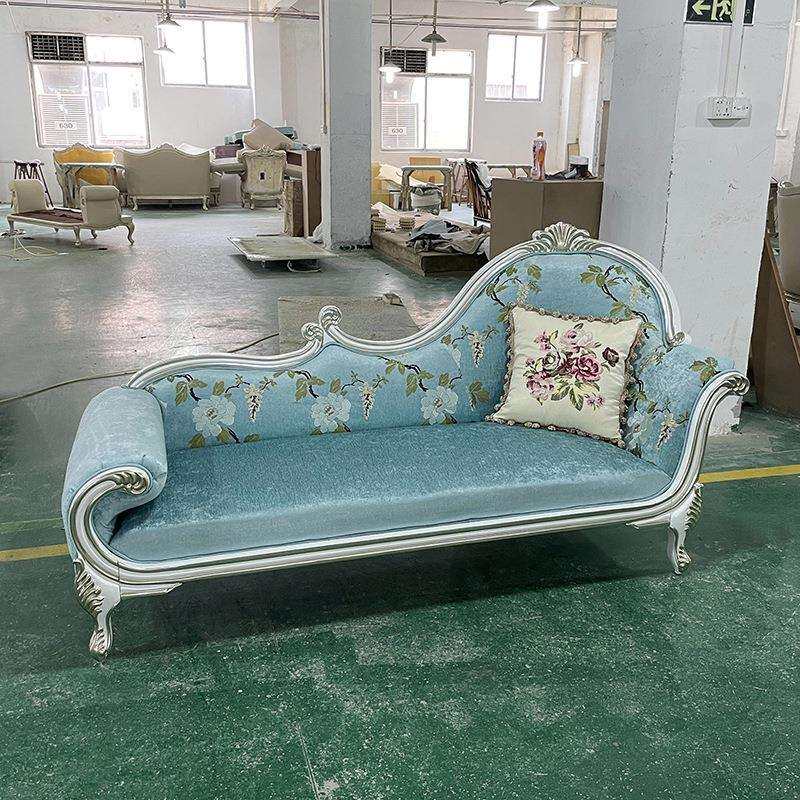 法式布艺贵妃椅 欧式宫廷奢华实木美人榻新古典卧室躺椅懒人椅