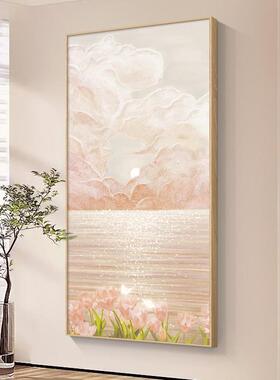 纯手绘装饰画典雅现代玄关沙发背景墙挂画轻奢铝合金客厅肌理画