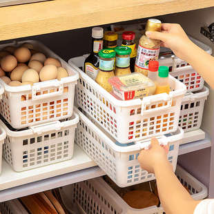 厨房桌面杂物收纳筐塑料零食玩具书本手提收纳箱大号家用置物盒