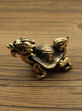 铜实心玄武龙龟摆件 黄铜乌龟镇纸 毛笔架茶宠茶壶盖置手把件