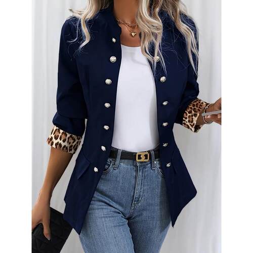 Y 23582 Winter Fashion Solid Color Double Breasted Cardigan