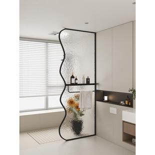 奶油风客厅玻璃屏风隔断卫生间干湿分离铁艺不锈钢铝合金浴室隔断