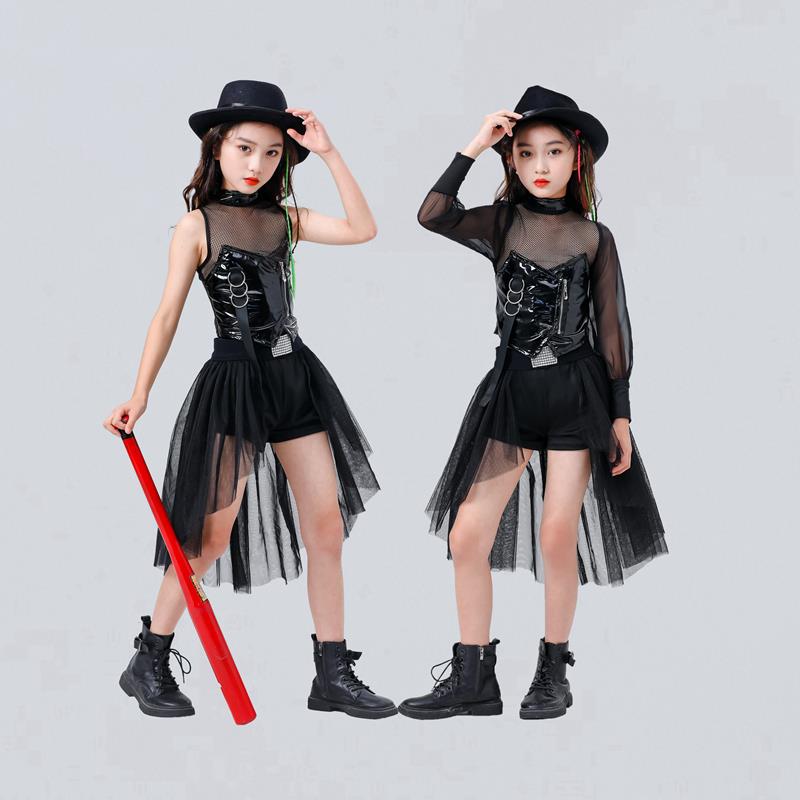 儿童潮流爵士舞台模特走秀服套装女童潮服女孩舞蹈现代舞演出服