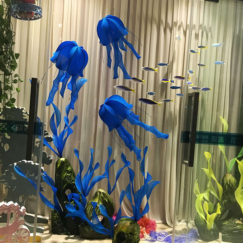 春天夏季美陈海洋主题创意珊瑚水草商场店铺橱窗装饰道具陈列布置