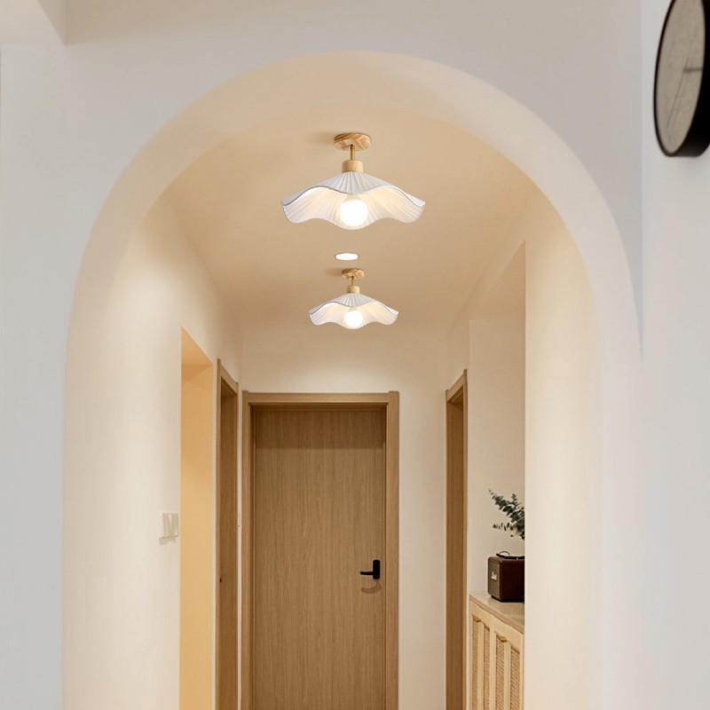 原木奶油风过道灯现代简约led玄关走廊灯网红ins卧室阳台吸顶灯具