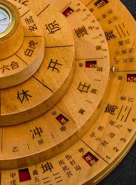 桃木阴阳奇门遁甲实用罗盘罗经活转盘吉祥用品摆件