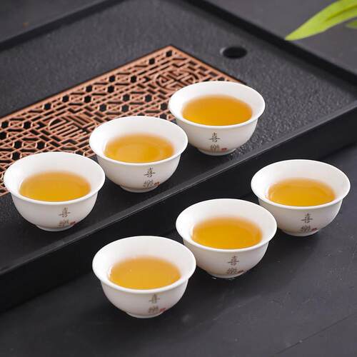 6只装陶瓷品茗杯德化羊脂玉白瓷茶杯6个装陶瓷茶具功夫小茶杯套装