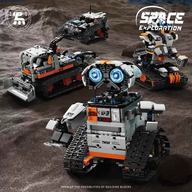 拓木T2008五合1遥控编程机器人瓦力机器人益智拼装积木玩具