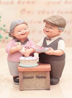 金婚结婚纪念礼品礼物 老夫妻老公婆摆件一对 送父母老人长辈生日