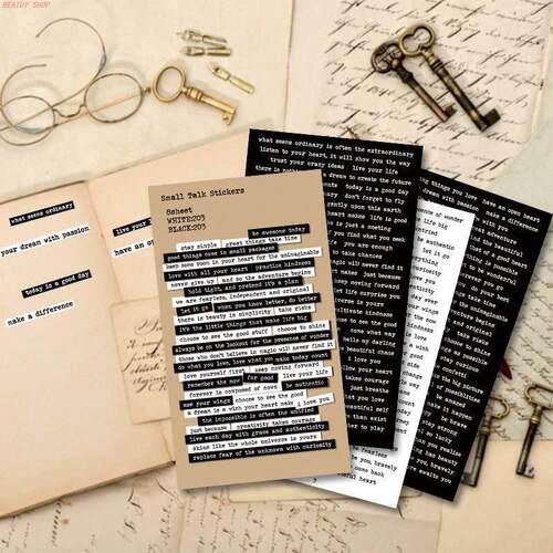 406PCS Vintage Small Talk Text Collection Stickers DIY Diary
