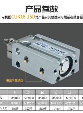热销可免费安装小气缸CUK6-32 × 5d / 10 × 15d /d/ 20d / 30d