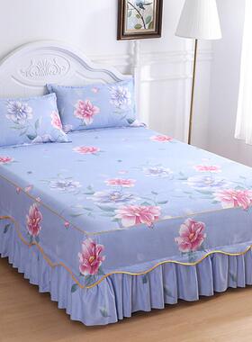 水洗棉.床裙单件护全棉5床罩保套1.米18双人防LQ-019滑款三件式床
