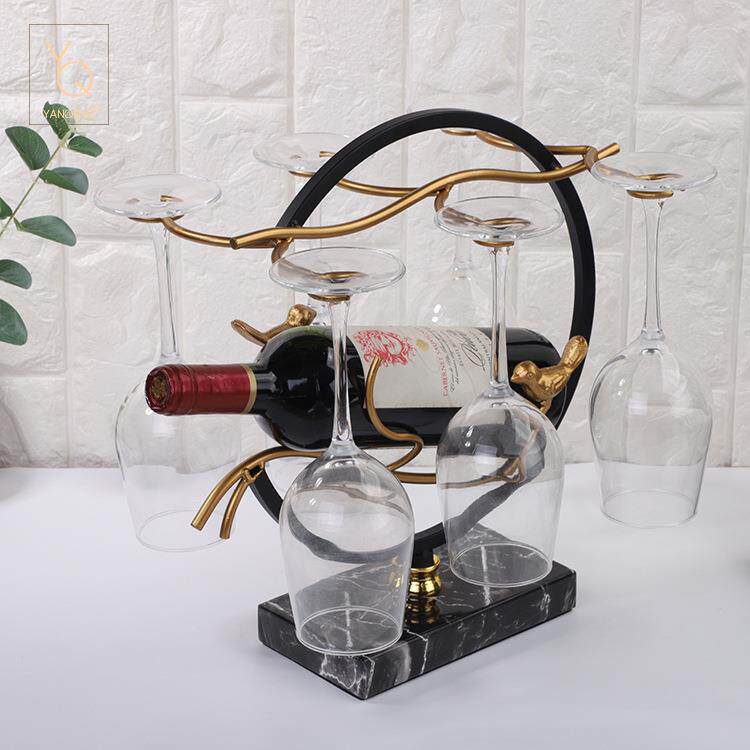 厂家直供创意红酒吊杯架中国风铁艺红酒杯架倒挂新中式铁艺红酒架