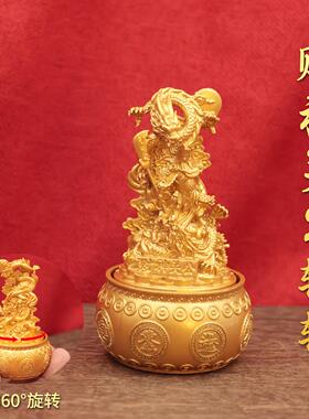 新款沙金色赵公明聚宝盆转转摆件办公桌面装饰招财摆件武财神摆件