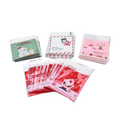 100pcs=1 Bag self-adhesive Candy Bags 4 Types Christmas Sant