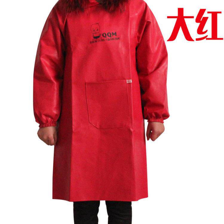新款直销长袖皮围裙防水防油软皮反穿衣倒褂罩衣大人女服家用厨房