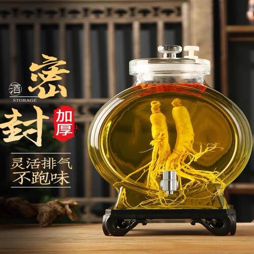 家用泡酒瓶带龙头酒瓶玻璃泡酒瓶5斤10斤密封泡酒坛酿泡酒罐酒壶