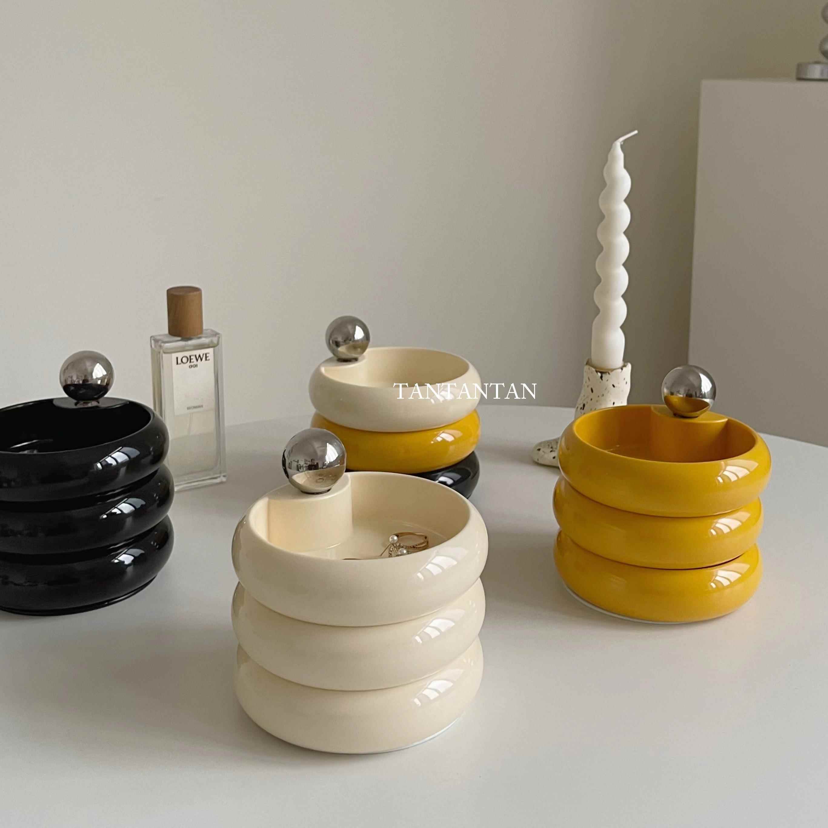 TAN!旋转收纳盒ins风饰品容器桌面入户玄关多功能收纳盒戒指