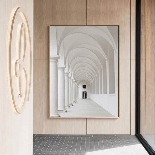新款直销时光走廊现代建筑装饰画玄关过道挂画大幅酒店样板房壁画