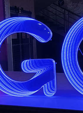 LED霓虹灯发光字深渊镜千层镜 3D无限镜面隧道延伸镜景观立体字