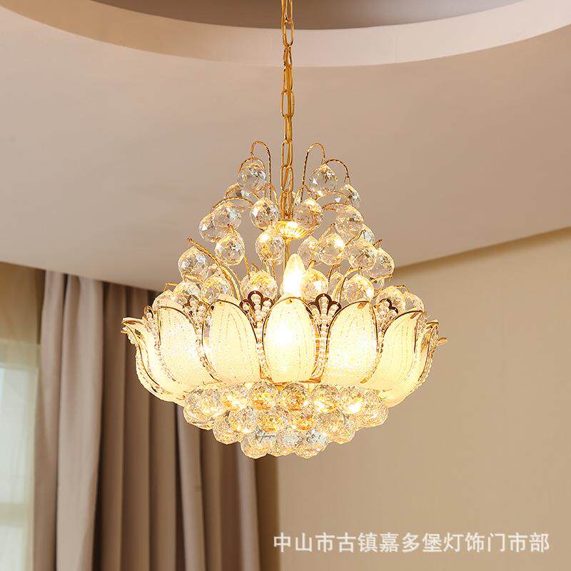 欧式水晶吊灯 金色餐厅LED圆形灯 卧室吊饭厅吊书房吊灯客厅灯