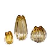 现代轻奢琥珀色琉璃艺术花器摆件创意餐厅玄关餐桌客厅插花花瓶