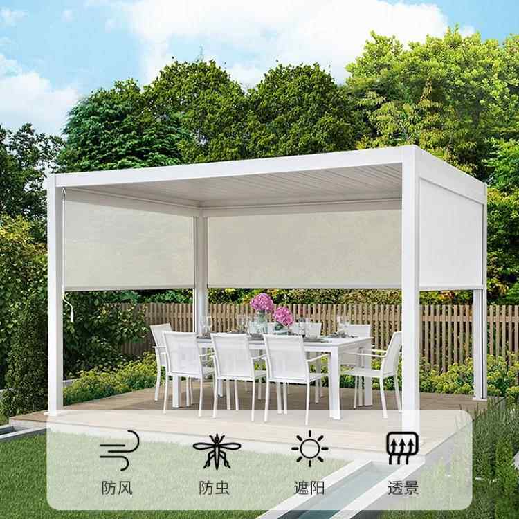 电动防风卷帘防雨防风帘别窗帘隔防晒防蚊虫墅热店凉亭户外遮光遮