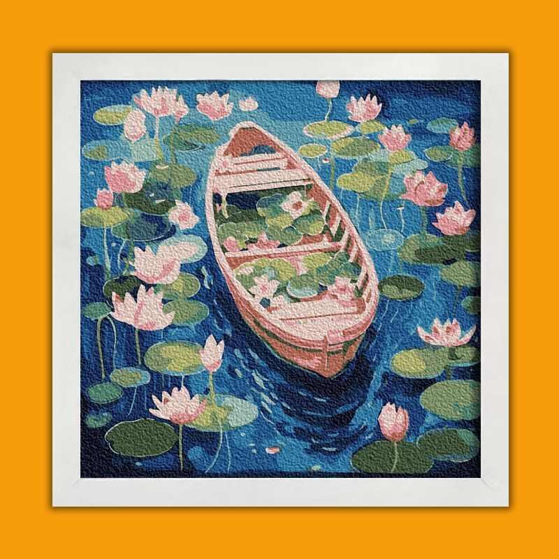 国风二十四节气纸浆画手工diy工具材料包古风荷花图案家居装饰画