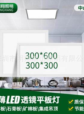 平板灯300×300集成吊顶灯300600铝扣板石膏板30×30卫生间厨房灯