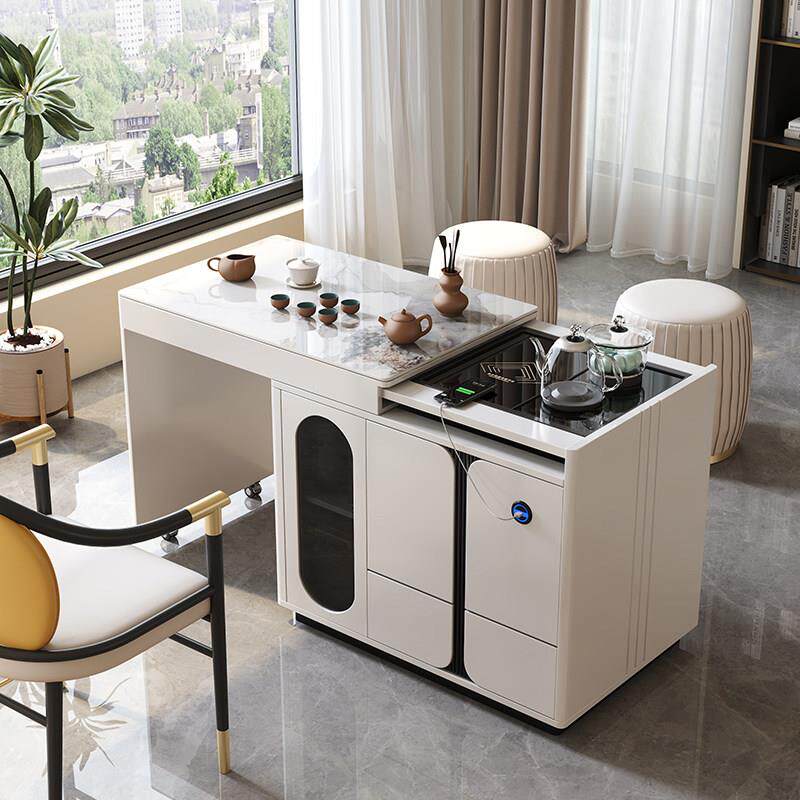 轻奢阳台茶车多功能移动伸缩茶桌椅组合家用现代简约岩板功夫茶台